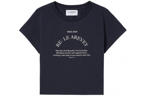 RE : LE AREVEY CROPPED T-SHIRT NAVY [WOMAN]
