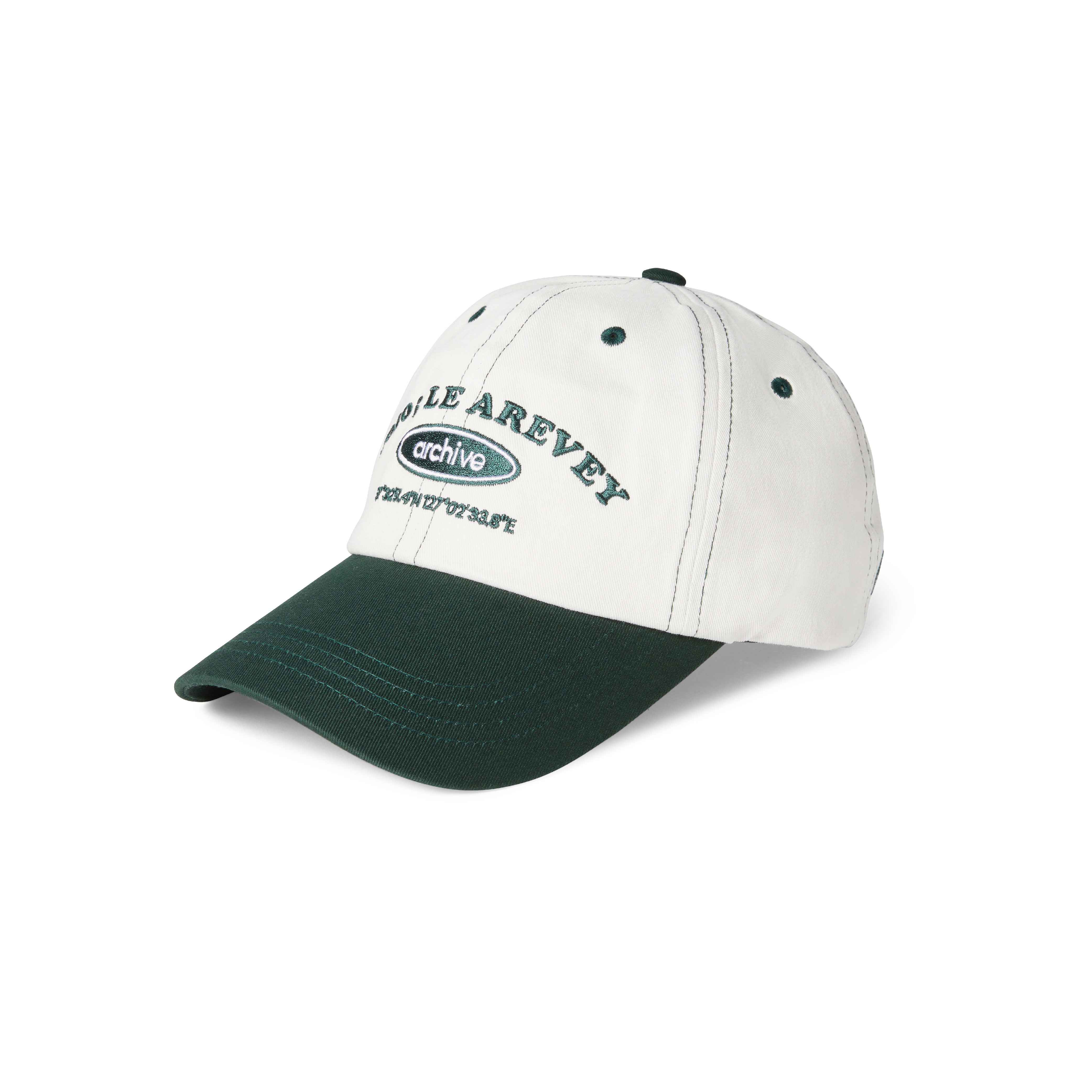 LE AREVEY ARCHIVE BALLCAP IVORY/DEEPGREEN