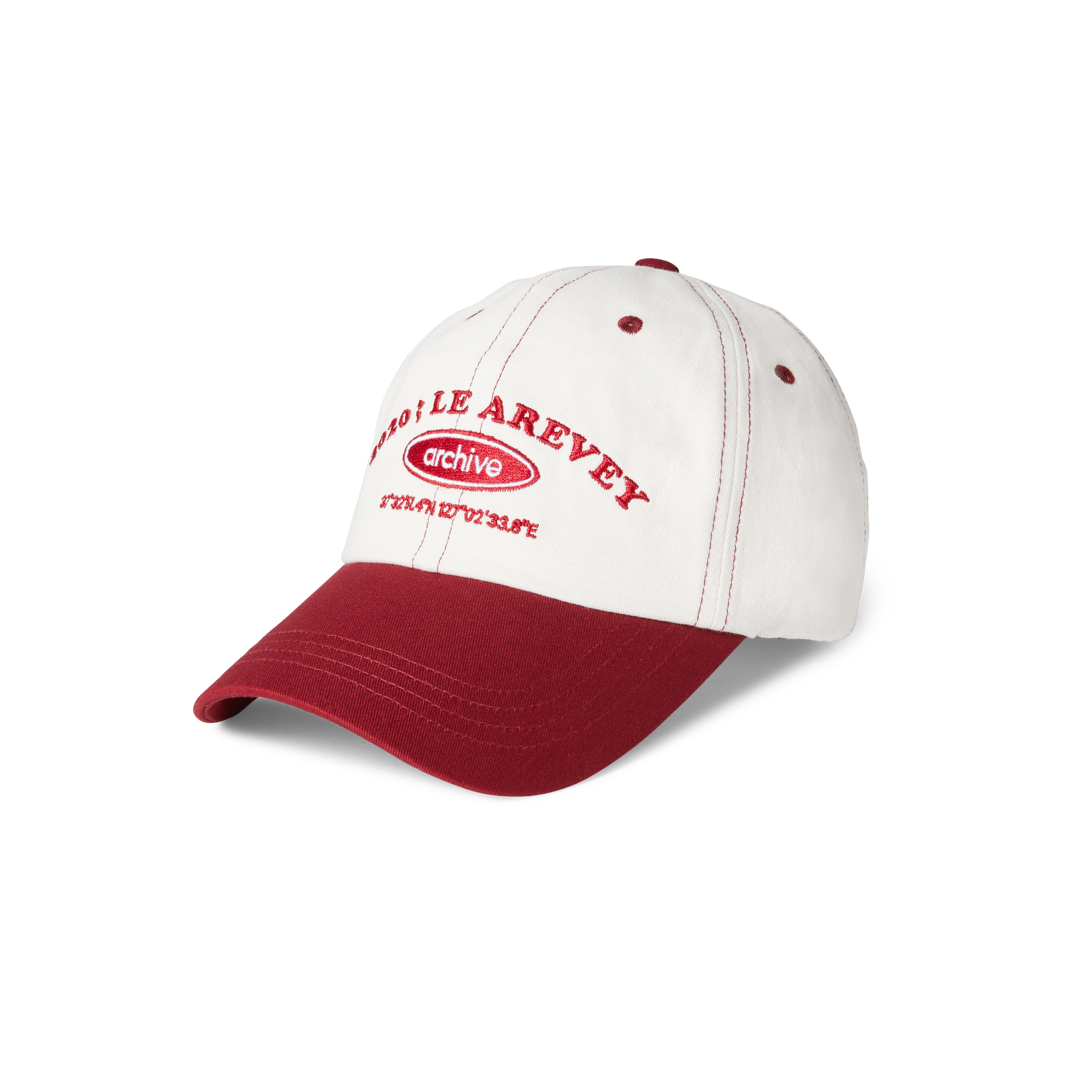 LE AREVEY ARCHIVE BALLCAP IVORY/BURGUNDY