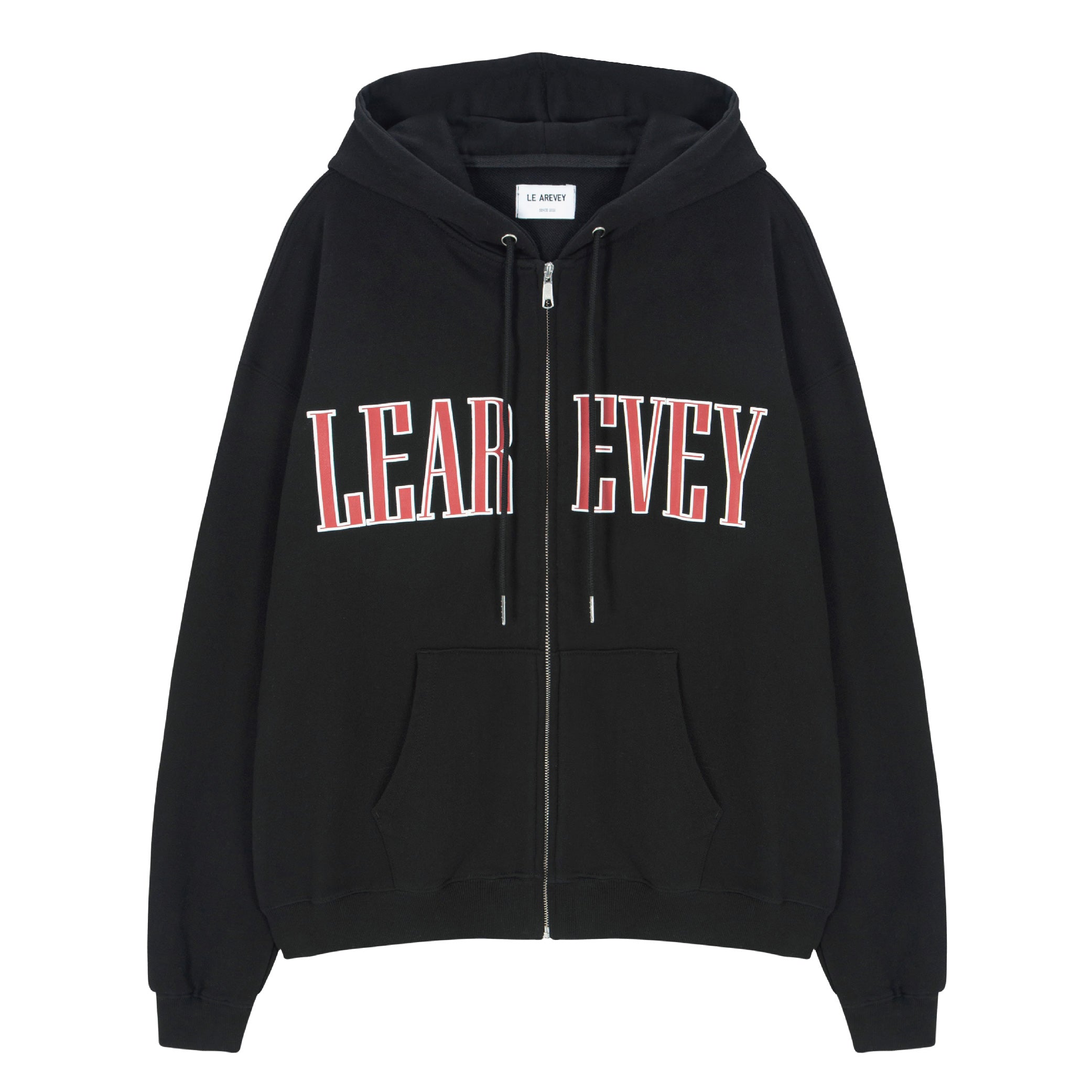 LE AREVEY LOGO FULL-ZIPUP HOODIE BLACK