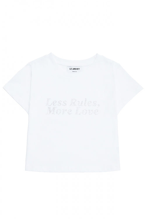 LESS RULES MORE LOVE CROPPED WHITE (HOTFIX) [WOMAN]
