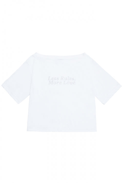 LESS RULES MORE LOVE BOAT NECK WHITE (HOTFIX) [WOMAN]