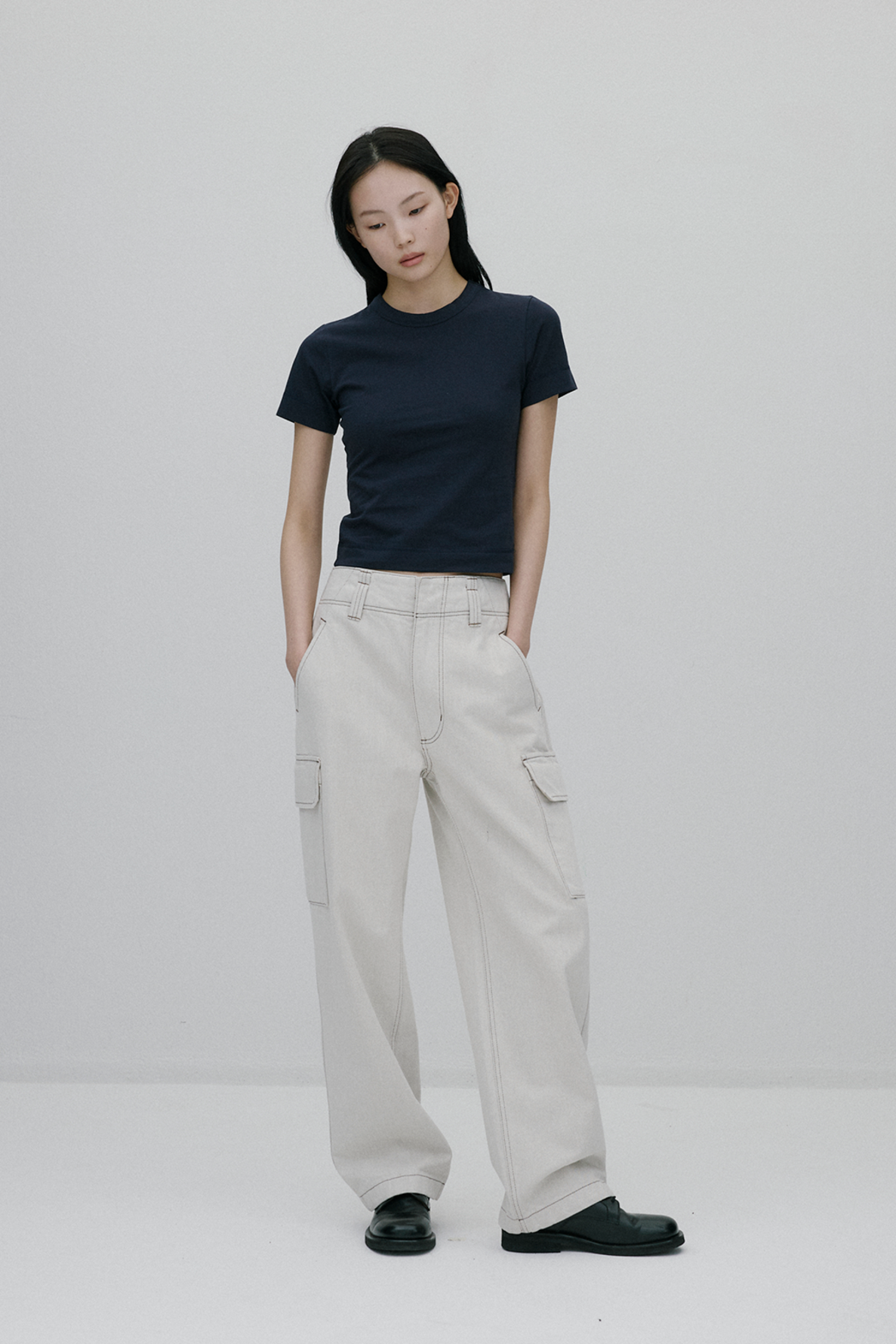color stich utility easy leg pants