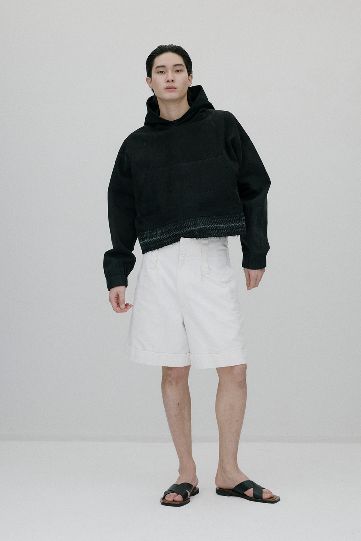 recreated cropped hoody pullover