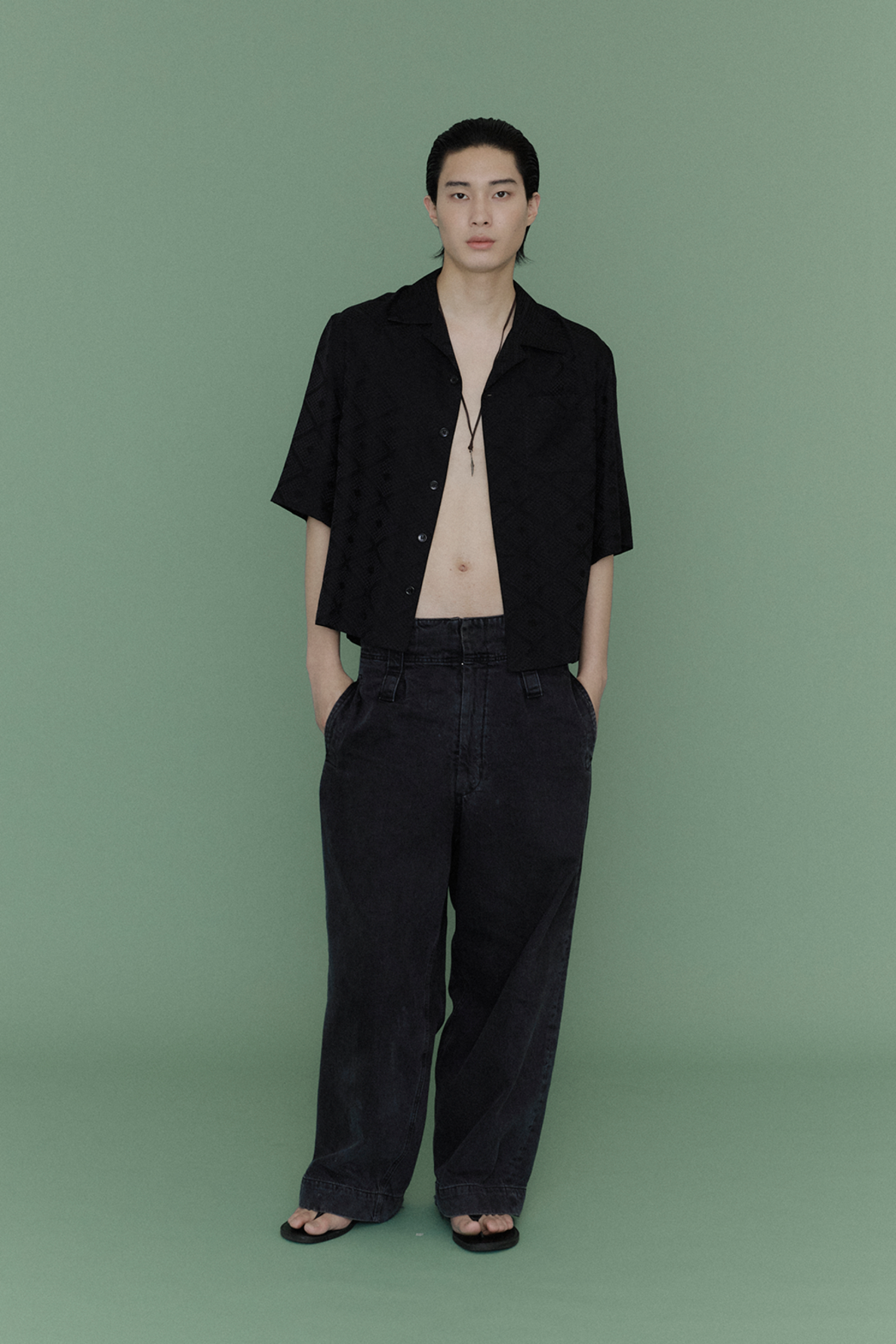 Open Callor Jacquard silk shirts
