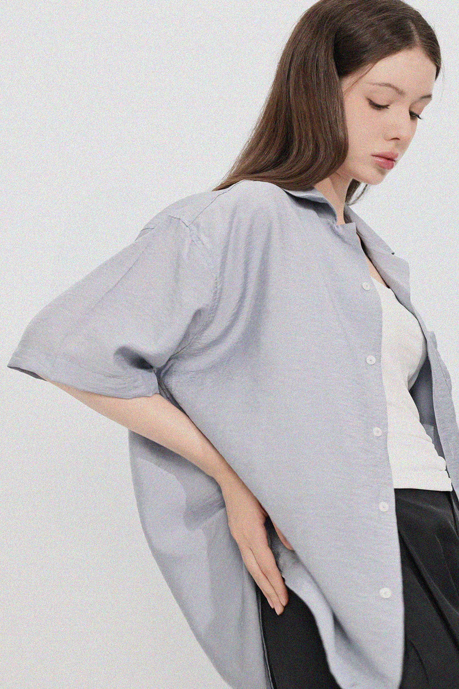 Open Collar Linen Shirt — Grain (Women's)