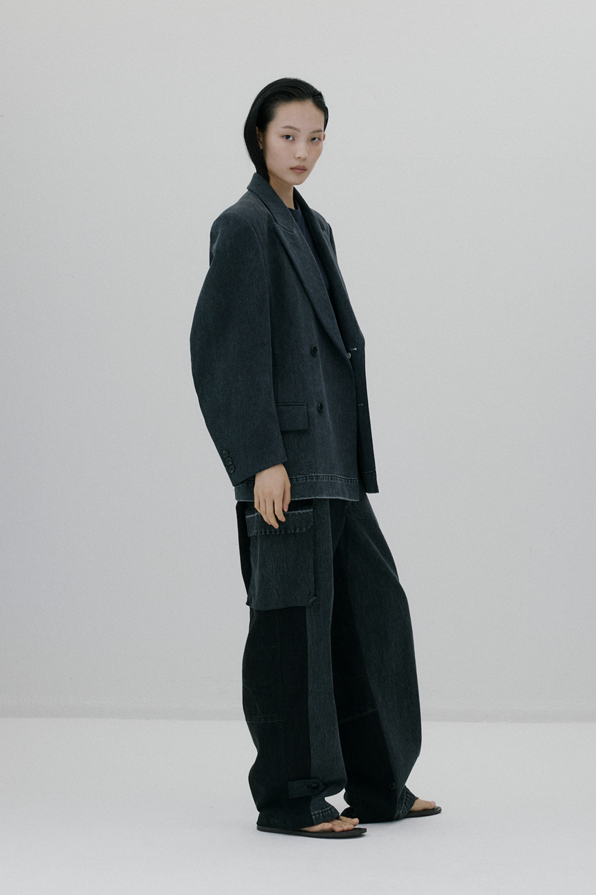 Recreated peaked lapel double breasted jacket