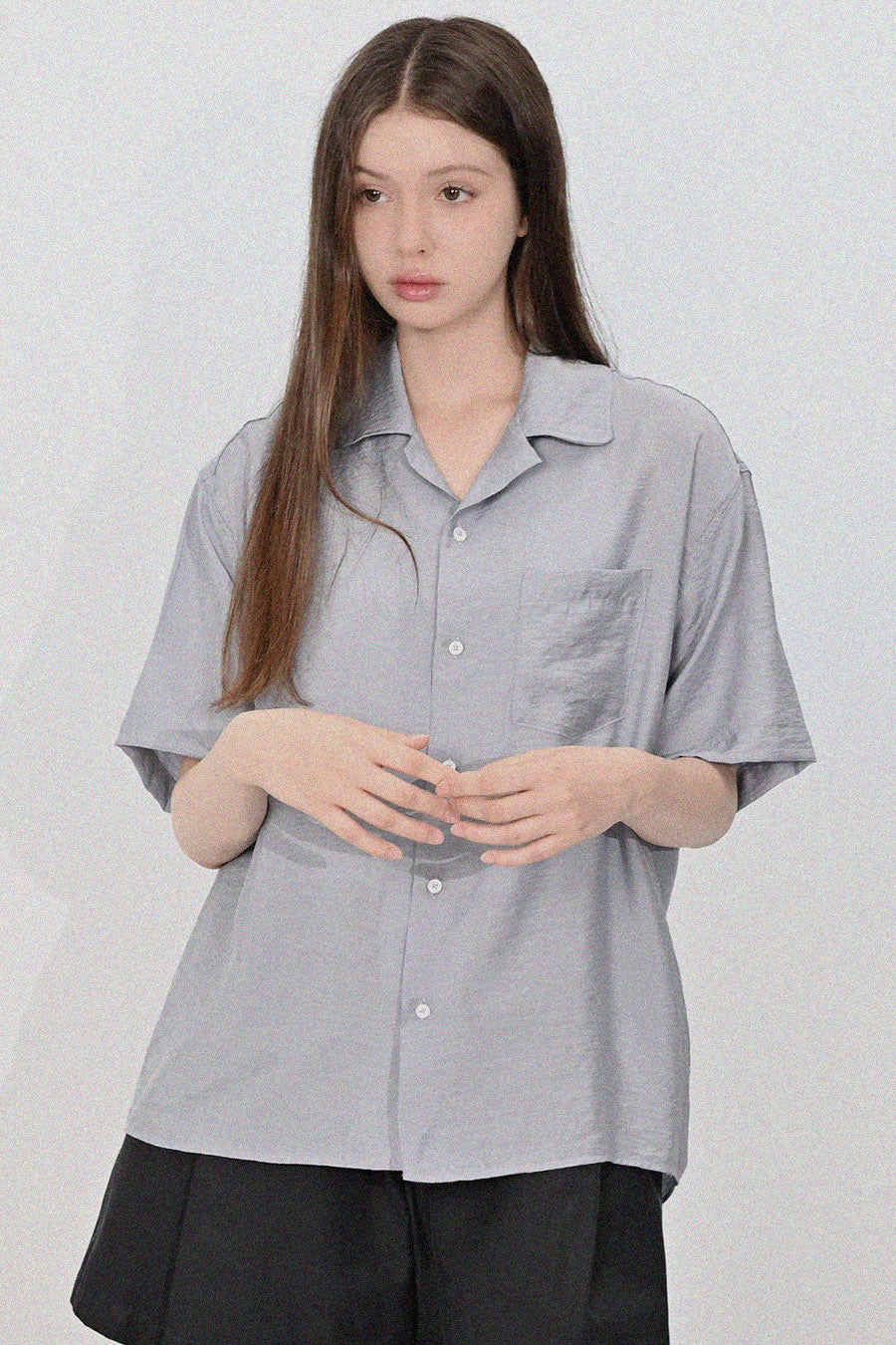 Open Collar Linen Shirt — Grain (Women's)
