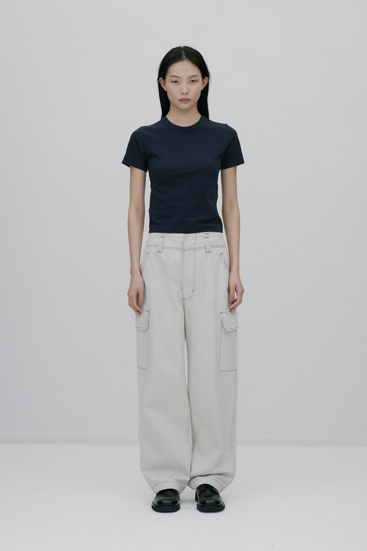 color stich utility easy leg pants