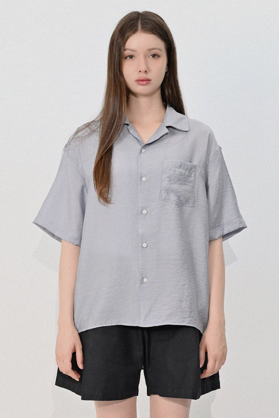 Open Collar Linen Shirt — Grain (Women's)