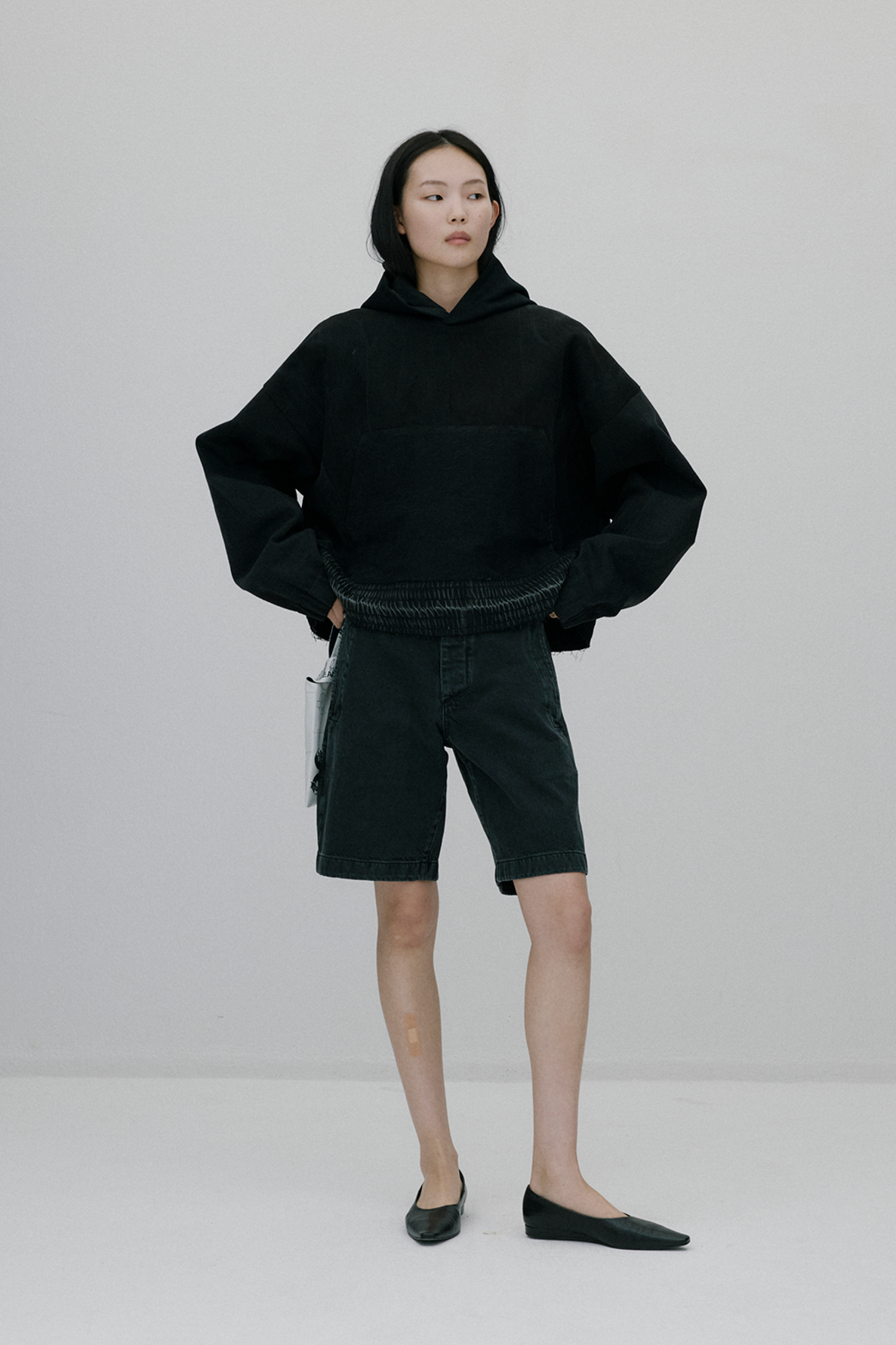 recreated cropped hoody pullover