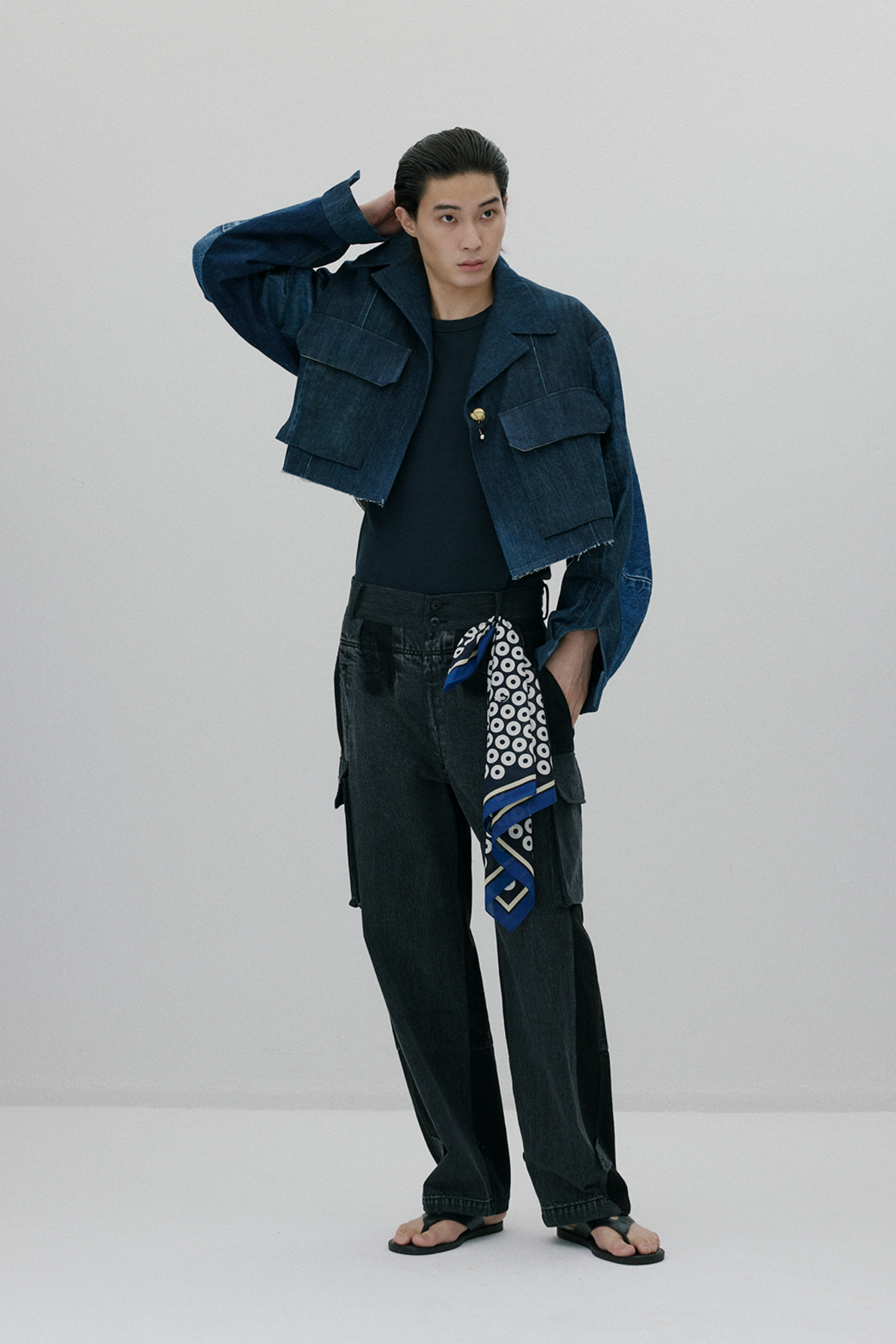 Recreated cropped combat field jacket